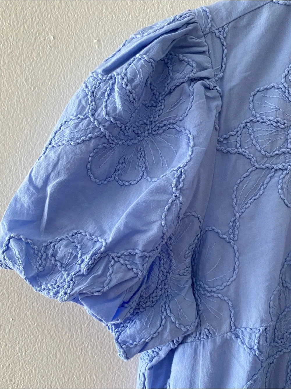 J.Crew Embroidered Floral Puff Sleeve Mini Dress Blue NWT